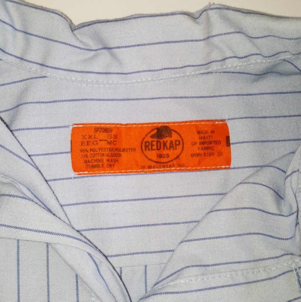 Mens 2XL XXL Short Sleeve Red Kap Work Shirt